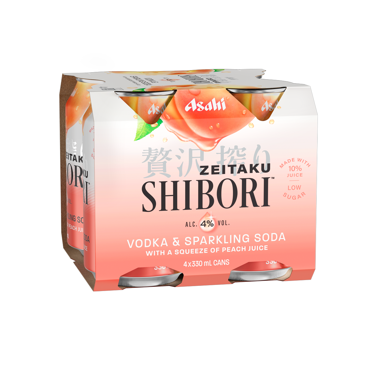 Shop Asahi Shibori Vodka Peach 4% 4 Pack Cans 330ml at Liquorland