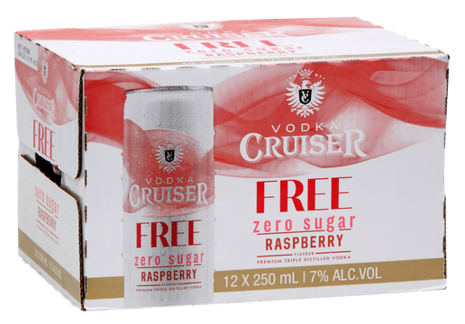 Cruiser Blue Raspberry Shop Cruiser Sugar Free Raspberry 7% 12 Pack Cans 250ml at Liquorland