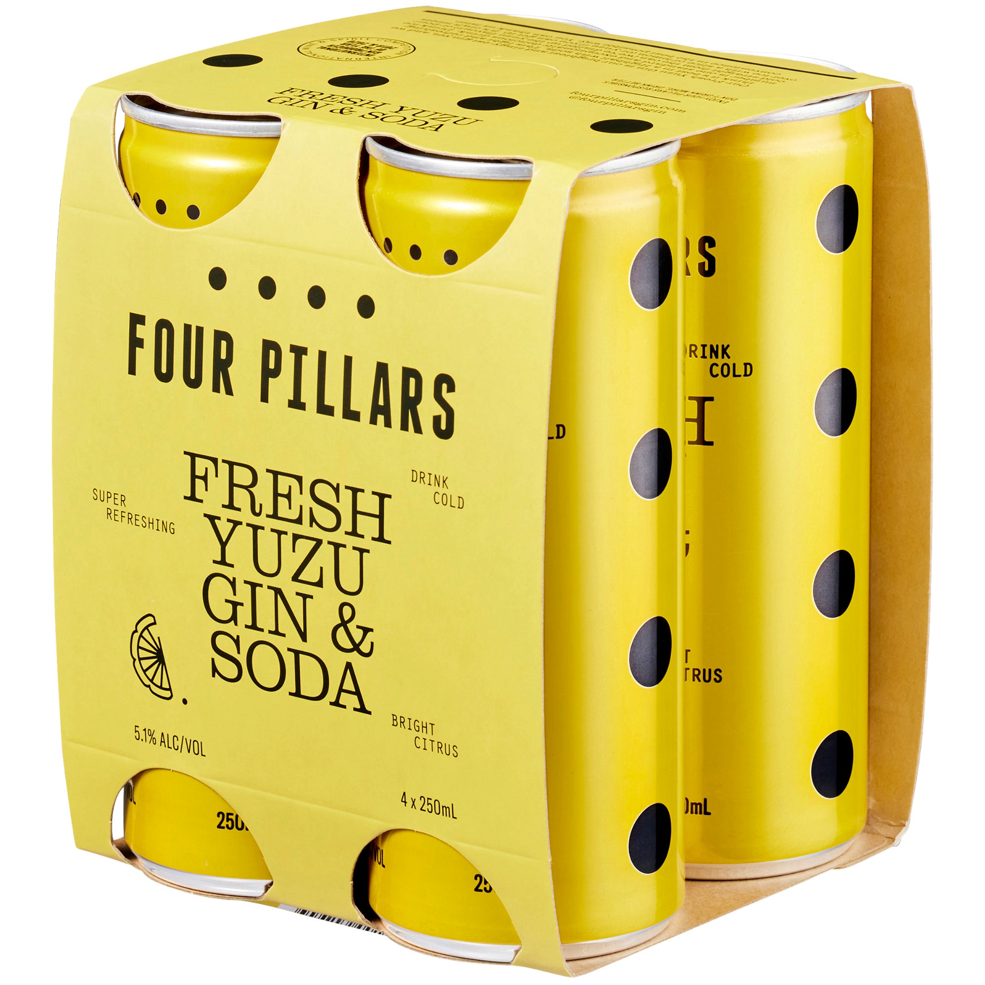 Shop Four Pillars Fresh Yuzu Gin & Soda 5.1% 4 Pack Cans 250ml at Liquorland