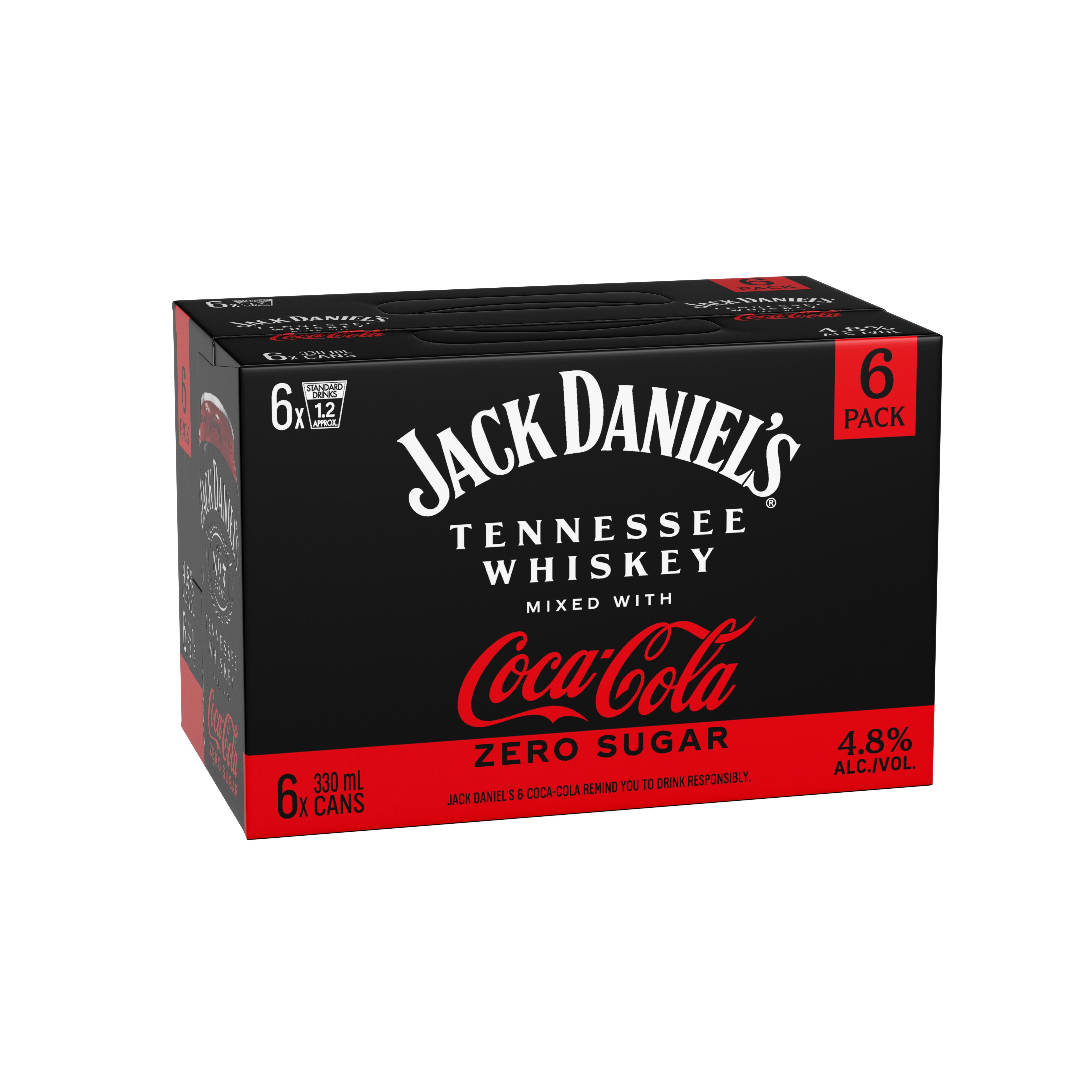 Shop Jack Daniel's & Coca-cola Zero 4.8% 6 Pack Cans 330ml at